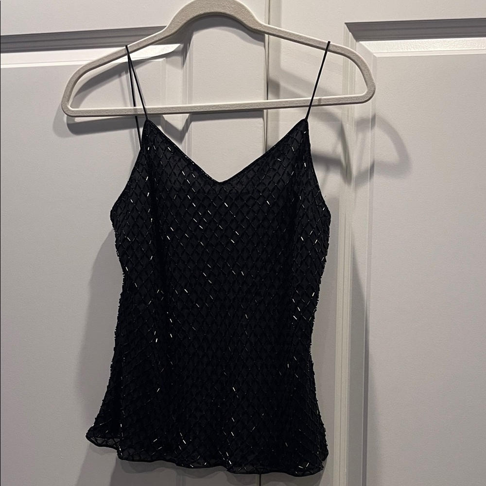 Ann Taylor Beaded Silk Black Women's Camisole Top size 10 NWT